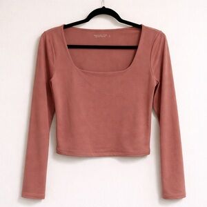 Abercrombie Soft A&F Long Sleeve Top Dusty Rose Size L NWT
